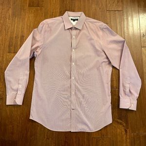 Banana Republic Red Striped Long Sleeve Button Down Collared Dress Shirt Sz XL